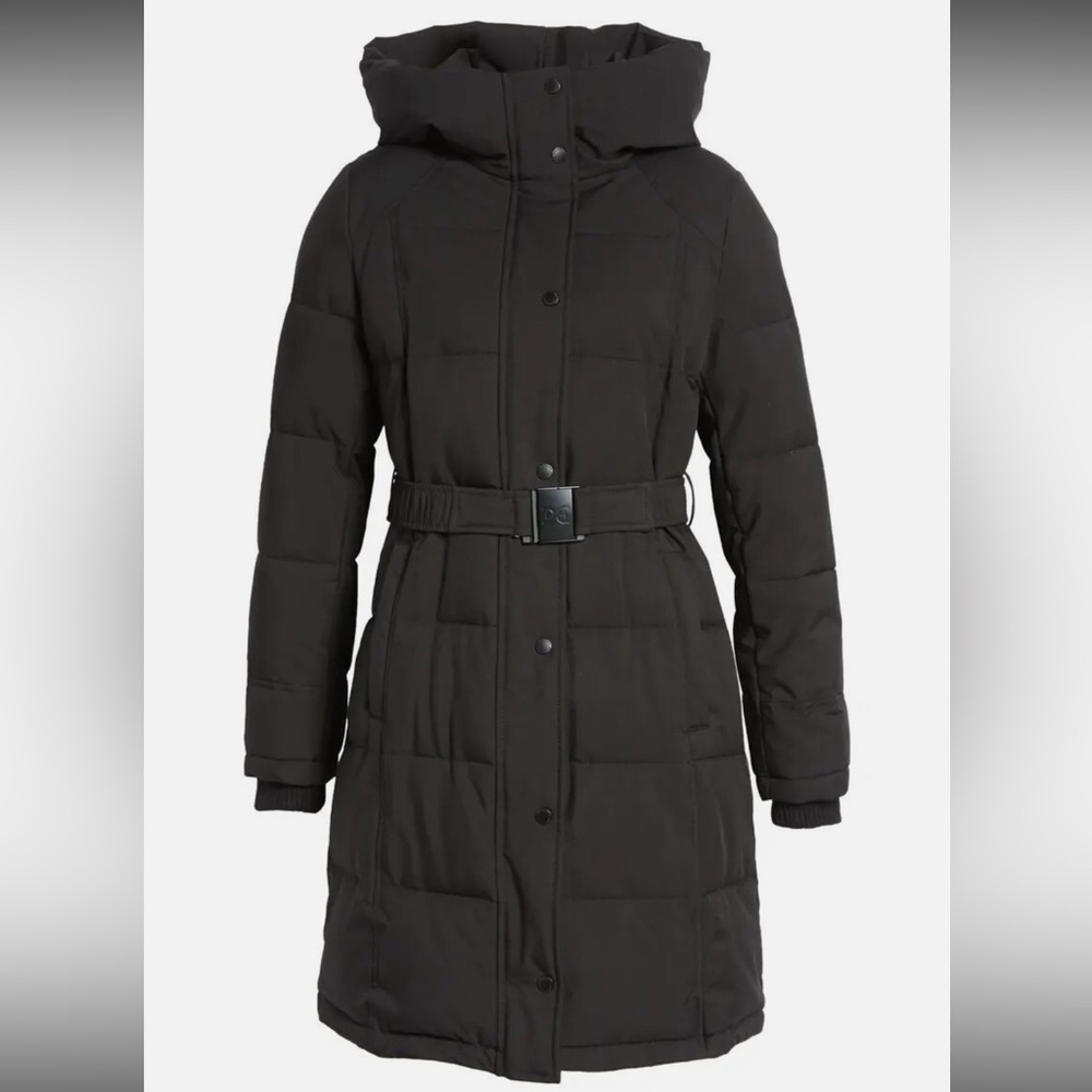 Sam Edelman Womens Belted Puffer Coat Black size L